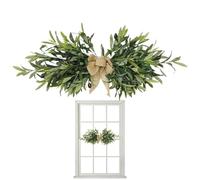Olive Outdoor Green Wreath - Corona di oliva primaverile - 23,62 pollici Garland di ramo con foglie di oliva - Corona di verde, ciondolo a forma di fiocco di nozze per decorazione di festa