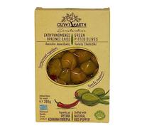 Olive’s Earth Olive Verdi Greche Calcidiche Snocciolate Ripiene di Peperone Rosso - Olive da Tavola Naturali, Croccanti e Aromatiche - 4 Confezioni da 200 g (Totale 800 g)