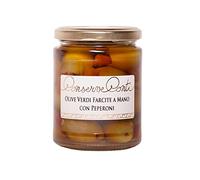 Olive verdi farcite con peperoni in Olio Extravergine d'Oliva - Vaso da ml. 314 - produzione artigianale Conserve Conti