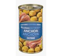 Olive Verdi Ripiene di Acciughe, Intere, 350g, Prodotto Spagnolo in Scatola, PACK 5