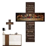 Olive Wood Last Supper Sign, Vintage Last Supper Wall Art, Religious Wooden Sculpture, Inspirational Faith Sign, Hand Carved Last Supper Inspirational Text Church Ornament For Living Room, Restaurant