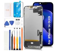 Olivechard Schermo OLED di ricambio per iPhone 14, display da 6,1 pollici, con sensore di prossimità, cavo flessibile, digitalizzatore touch, kit di riparazione A2649 A2881 A2884 A2883 A2882 (Hard
