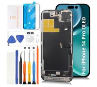 Olivechard Schermo OLED di ricambio per iPhone 14 Pro, display da 6,1 pollici, con sensore di prossimità, cavo flessibile, digitalizzatore touch, kit di riparazione A2890 A2650 A2889 A2892 (Hard OLED