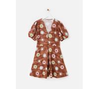 Oliver Bonas Mini abito Oliver Bonas in misto lino con stampa a sole marrone e scollo a V. 38 Marrone
