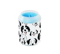 Oliver Jeffers - Pulitore portatile per piedi di cani in stile cartone animato, nero su bianco, con spazzola in silicone, kit di pulizia per cani di taglia piccola e media e razza di gatto