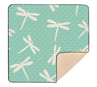 Oliver Jeffers Style Dragonfly Marshmallow Jade - Tappetino da gioco antiscivolo per bambini, per interni ed esterni, 1 pezzo, per bambini, 127 x 127 cm