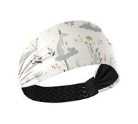 Oliver Jeffers Style Kangaroo Floral Print Cloud White Denim Antiscivolo Fasce da palestra per le donne Elastico capelli per escursioni Palestra lavaggio viso Calcio
