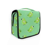 Oliver Jeffers Style Kiwi Jade Bird Design Green Makeup Bag con gancio per appendere elegante borsa da toilette per le donne accessori da viaggio