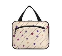Oliver Jeffers Style Stars Purple Stripes Hanging kit da viaggio per le donne con gancio, accessori di design borsa spazzola per donne crociere bolso de viaje para Mujer, Oliver Jeffers - Stelle a