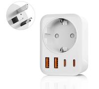 Oliveria Adattatore da Viaggio 5 in 1 Australia con 1 CA e 2 USB-C e 2 USB-A (3,4 A), Adattatore Cina Nuova Zelanda Germania Spina Tipo I