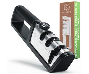 Oliver's Kitchen ® - Affilacoltelli manuale portatile in 3 passaggi per la massima affilatura. Affila i tuoi coltelli, forbici e molto altro, rendendoli davvero come nuovi