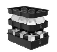 Oliver's Kitchen - Set di 2 vassoi per cubetti di ghiaccio, per conservare il ghiaccio, per conservare il ghiaccio, per bevande e bevande, per cubetti di ghiaccio più a lungo, con coperchio impilabile