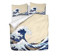 OliveSleep - Set copripiumino per letto singolo, motivo La grande onda, stile giapponese del XIX secolo, decorativo, 2 pezzi, con 1 federa (Multi 4, singolo)