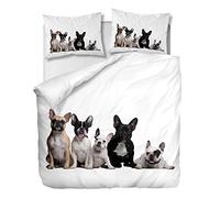 OliveSleep - Set copripiumino decorativo, motivo: giovani bulldog francesi, per letto king size, 3 pezzi, con 2 federe (Multi 6, king size)