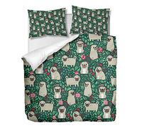 OliveSleep - Set copripiumino per letto king size, motivo simpatico carlino, decorativo, 3 pezzi, con 2 federe (Multi 11, king size)