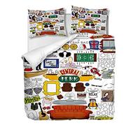 OliveSleep - Set copripiumino per letto singolo, motivo Friends, decorativo, 2 pezzi, con 1 federa (Multi 2, singolo)