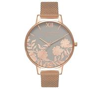 Olivia Burton LACE DETAIL GREY & ROSE GOLD MESH OB16MV65