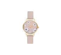 Olivia Burton Orologio Analogico al Quarzo da Donna Collezione GROOVY BLOOMS con Cinturino in Pelle Eco-Compatibile Rosa - OB16AN04