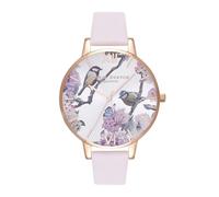Olivia Burton Orologio Analogico al Quarzo da Donna Collezione PRETTY BLOSSOM con Cinturino in Pelle Rosato - OB16PL35