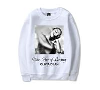 Olivia Dean Merch Felpa Girocollo Manica Lunga Moda Felpa Unisex THE ART OF LOVING Pullover, bianco, XXS