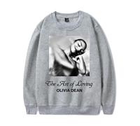 Olivia Dean Merch Felpa Girocollo Manica Lunga Moda Felpa Unisex THE ART OF LOVING Pullover, Grigio, XXS