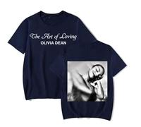 Olivia Dean Merch T-Shirt New Logo Casual Manica Corta The Art of Loving T-Shirt, Marina Militare, XXL