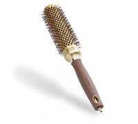 Olivia Garden Expert Blowout Speed - Oro & Marrone - 35 - Spazzola rotonda in ceramica con corpo extra lungo per messe in piega 25% più veloci