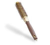 Olivia Garden Expert Blowout Speed - Oro & Marrone - 25 - Spazzola rotonda in ceramica con corpo extra lungo per messe in piega 25% più veloci