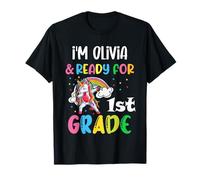 Olivia Girl pronta per la prima elementare Il primo giorno di ritorno a scuola Maglietta