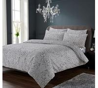 Olivia Rocco Chantilly, set copripiumino con stampa moderna, in cotone, reversibile, facile da pulire, king size, grigio