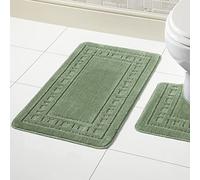 Olivia Rocco Miami - Set di tappetino da bagno e tappetino per WC, set antiscivolo da bagno composto da 2 pezzi, plastica, Forest Green, Bath Mat 50 x 80 cm, Pedestal Mat 50 x 50 cm