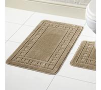 Olivia Rocco Miami - Set di tappetino da bagno e tappetino per WC, set antiscivolo da bagno composto da 2 pezzi, plastica, Biscuit, Bath Mat 50 x 80 cm, Pedestal Mat 50 x 50 cm