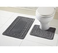 Olivia Rocco Miami - Set di tappetino da bagno e tappetino per WC, set antiscivolo da bagno composto da 2 pezzi, plastica, Dark Grey, Bath Mat 50 x 80 cm, Pedestal Mat 50 x 50 cm