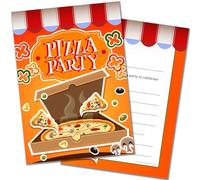 Olivia Samuel 20 inviti per feste a tema pizza per bambini, pronti da scrivere, stile cartolina