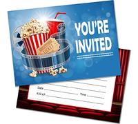 Olivia Samuel 20 inviti per feste di compleanno al cinema, pronti da scrivere con buste, progettati e stampati nel Regno Unito