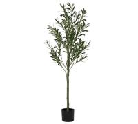 Olivo artificiale da 120 cm, con 450 foglie e 18 olive, albero artificiale verde in fibre e tronco in PE, pianta da interni facile da pulire, con vaso stabile, per soggiorno, ufficio, balcone