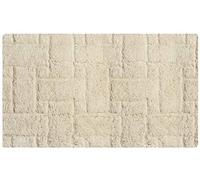 OLIVO.shop | NATURAL tappeto bagno in cotone organico biologico, realizzato a mano, bio certificato, beige, 2 misure, trame geometriche assortite (ECRÙ FLOOR, 60X110 Cm)