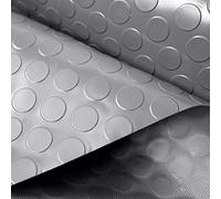 OLIVO.shop Tappeto Gomma Antiscivolo Pvc, Rivestimento Pavimento Gommato in Pvc per Esterni Interni, Bar, Officine, Palestra, Garage, Rotolo Isolante Larghezza 1,5 mt WORK BOLLO (GRIGIO, 1,5x10 MT)