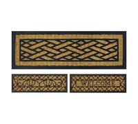 OLIVO.shop Zerbino Cocco Ingresso Esterno, Tappeto Scalino 25x75 cm, Zerbino da Esterno, Tappeto Scale Antiscivolo, Zerbino in Cocco Intrecciato e Gomma PROMO SCALINO (CROSS)