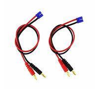 OliYin 2pcs EC2 Maschio a 4mm connettore Spina a Banana Spina Adattatore Cavo di Carica Piombo Cavi di Prova 16awg 11.8 Pollici per Batteria RC Lipo (Confezione da 2)