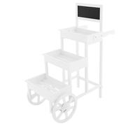 OLKKEFT Espositore per fiori a 3 ripiani, con lavagna e 2 ruote, carrello mobile per fiori, balconi, salotti, corridoi (bianco)