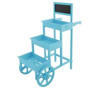 OLKKEFT Espositore per fiori a 3 ripiani, con lavagna e 2 ruote, carrello mobile per fiori, balconi, salotti, corridoi (blu)