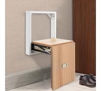 OLKKEFT Sgabello fasciatoio da parete, 50 cm, pieghevole, con pratica maniglia e viti, poggiapiedi multifunzione per ingresso, atrio, corridoi (noce + bianco)