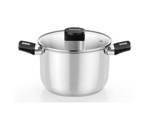 Olla MONIX M240226 Acciaio Inox 8L Ø26cm Manici Bakelite Coperchio Vetro Termoresistente