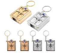 Ollanoos Portachiavi a forma di bibbia, 6 pezzi, con scritta sacra, in miniatura, regalo della Bibbia