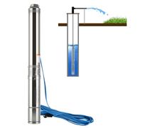 Ollewiellan Pompa per fontana profonda da 4", 370 W, 34 m, 4 m³/h, in acciaio inox IP68, resistente alla sabbia, 150 g/m³, alloggiamento in acciaio inox con fusione di precisione, cavo da 20 m, 3,4