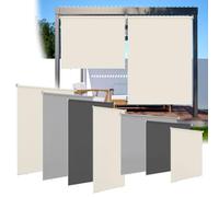 Ollewiellan Tenda da sole verticale 100 x 140 cm, 2x tenda da sole per balcone, tenda a rullo protezione dal vento, tenda laterale, resistente alle intemperie, Beige
