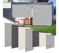 Ollewiellan Tenda da sole verticale 140 x 140 cm, tenda da sole per balcone, tenda a rullo protezione dal vento, tenda laterale,resistente alle intemperie, Grigio Chiaro