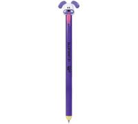 Olli Penna Cancellabile Le Linguette - Punta 0,7 mm, Inchiostro Blu o Rosso, Apertura a Linguetta Pop, Gommino Integrato, Design Colorato (Cane Viola Inchiostro Rosso)