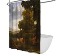 OLLIAR Home Classico mitologico doccia Tende Liner foresta lago scena danza vasca da bagno pastorale pittura a olio pastorale Tende da doccia tessuto impermeabile 150x200
